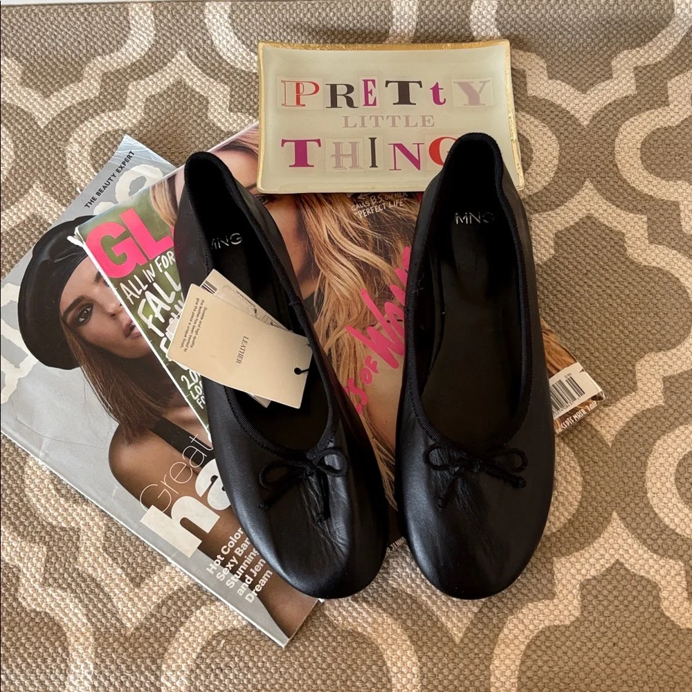MNG Mango black leather ballet bow flats; NWT; size Euro 38 US 7.5 - Picture 7 of 9